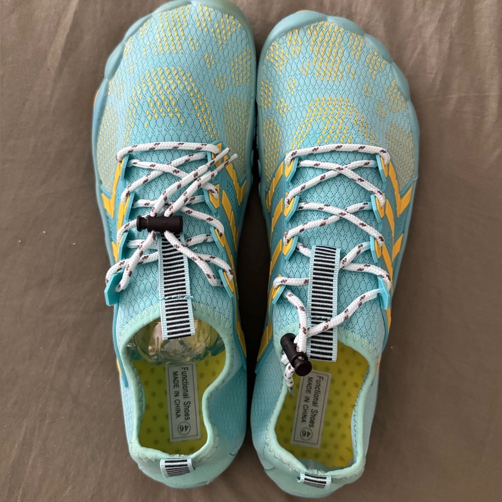 Aqua and Yellow Water Athletic Shoes